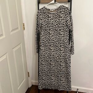 Loft Long Sleeve Cheetah Pencil Dress
